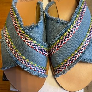 ANCIENT GREEK SANDALS Raffia Thais Sandals Denim